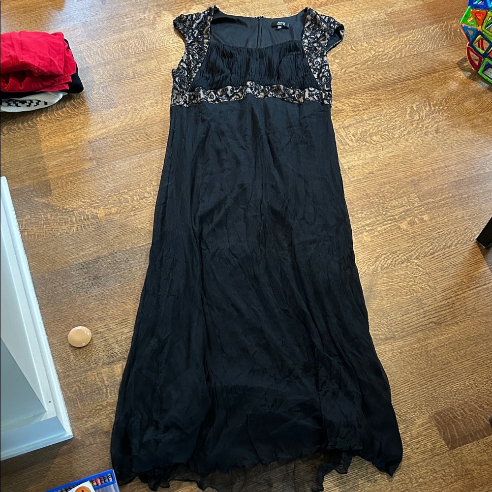 Tadashi shoji silk Elegant Black Lace Evening Dress